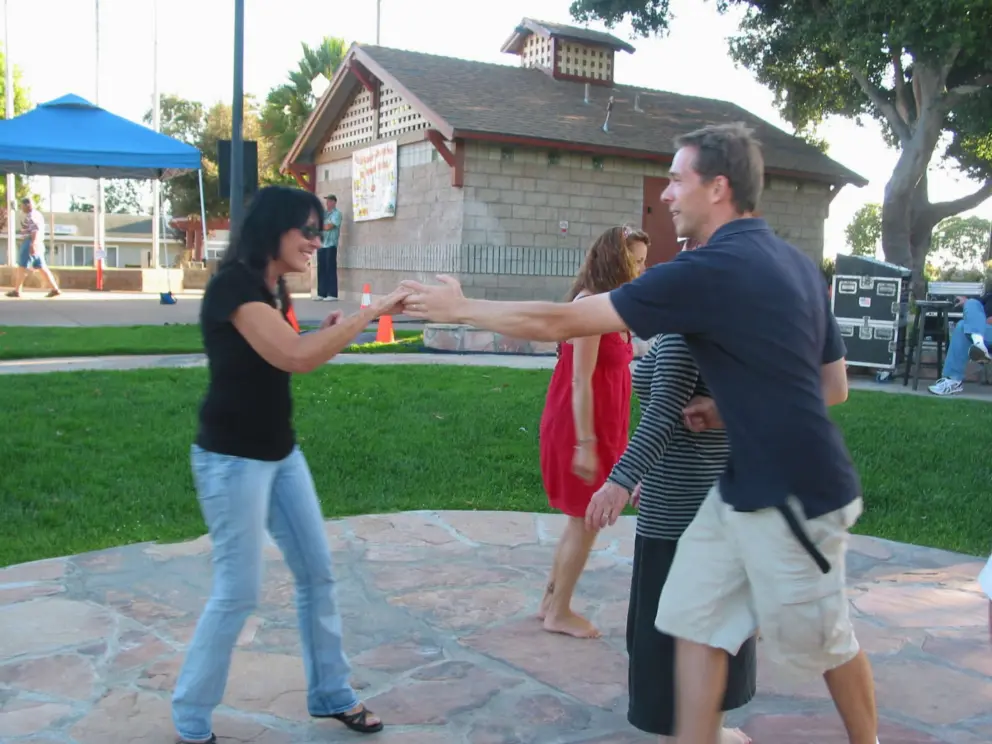 Swing dancing at a summer concert. 