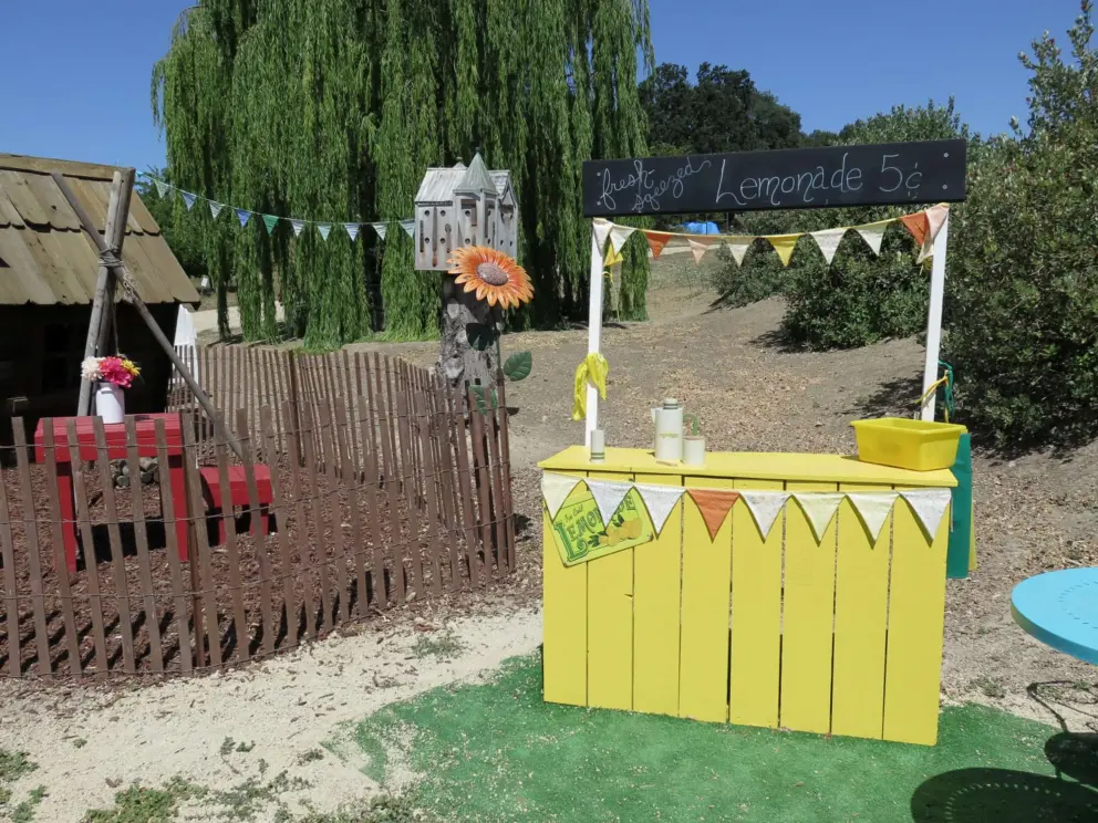 Lemonade stand and table where you can serve your parent. 
