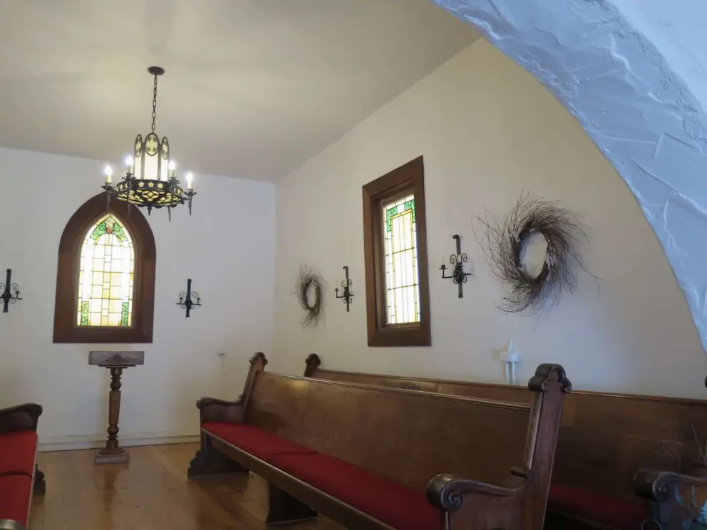 The thick walls of the chapel. It used to be a cheese cellar, and then a wine and cheese tasting room. 