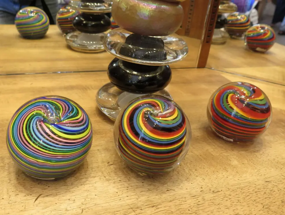 Amazing swirls of color inside glass balls. 