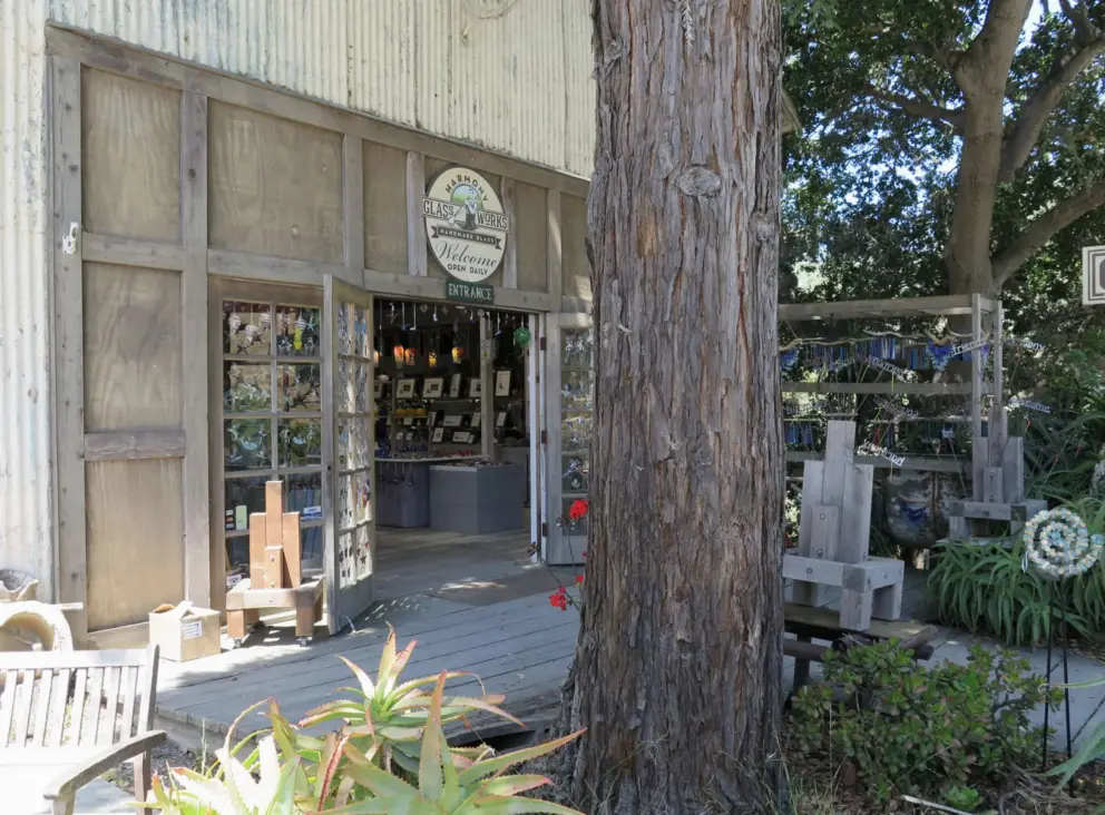 Harmony Glassworks is in a wooded corner. 