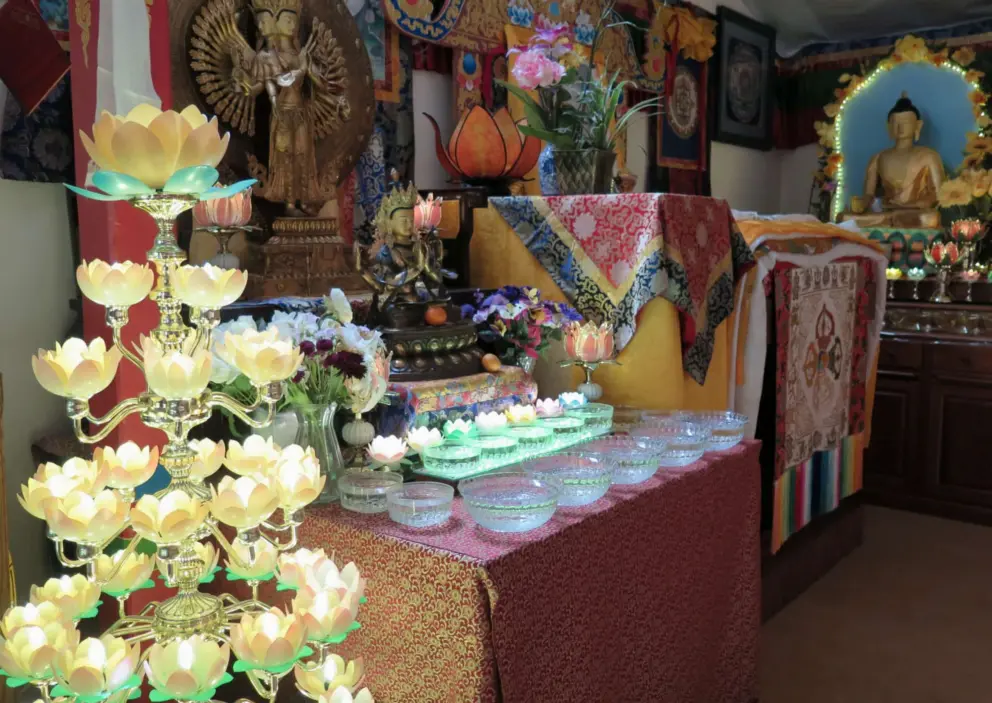 Inside the meditation hall or gompa. 