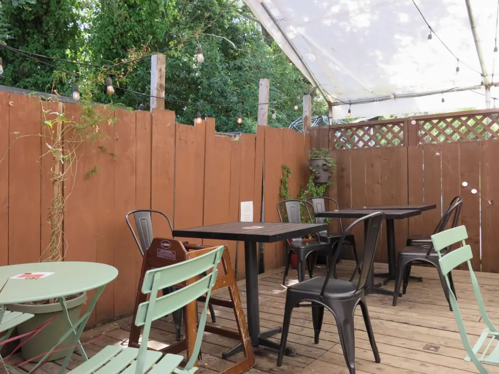 Back patio of The Grove Bakery and Cafe. 