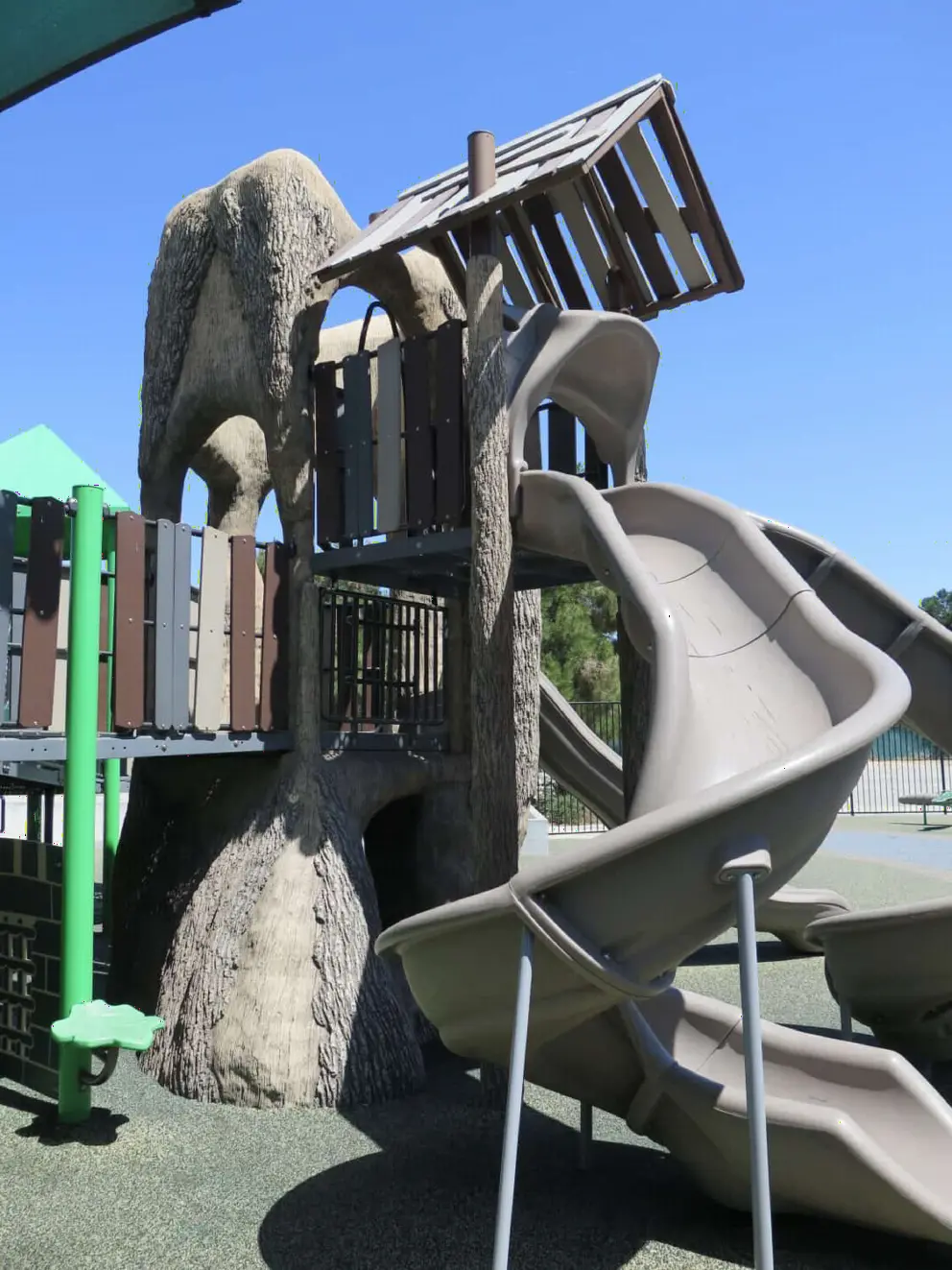 Twisty slides at the treehouse.