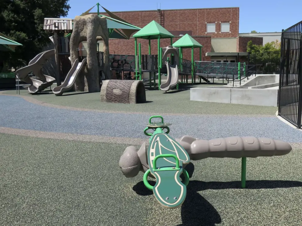 The playground has lots of space. 