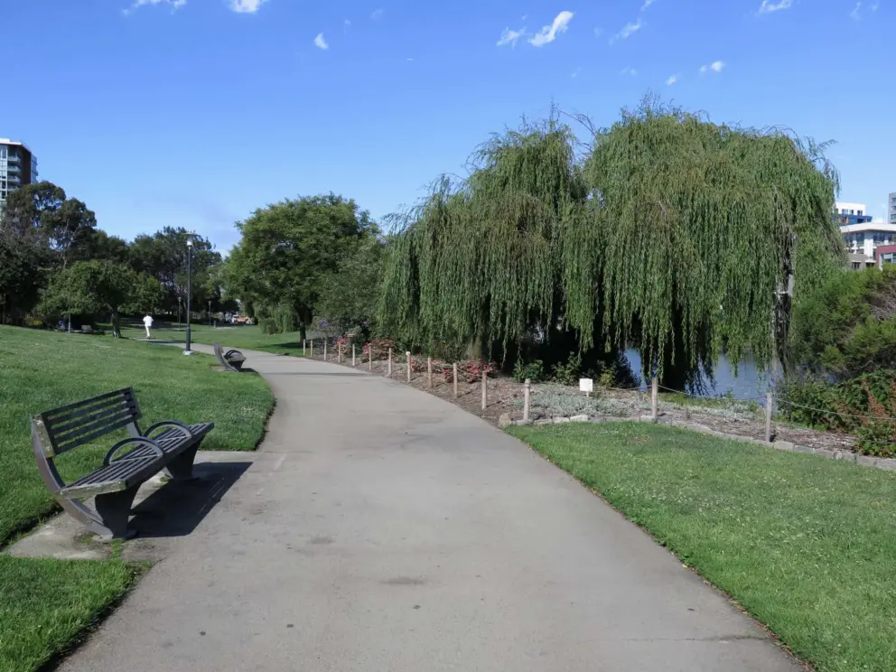 Mission Creek Park has a nice path along the channel. 