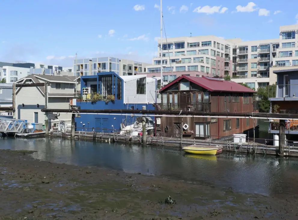 Houseboats across the channel at Mission Creek Park. 
