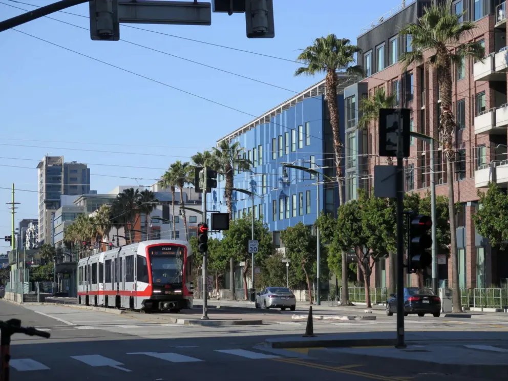 Red tram. 