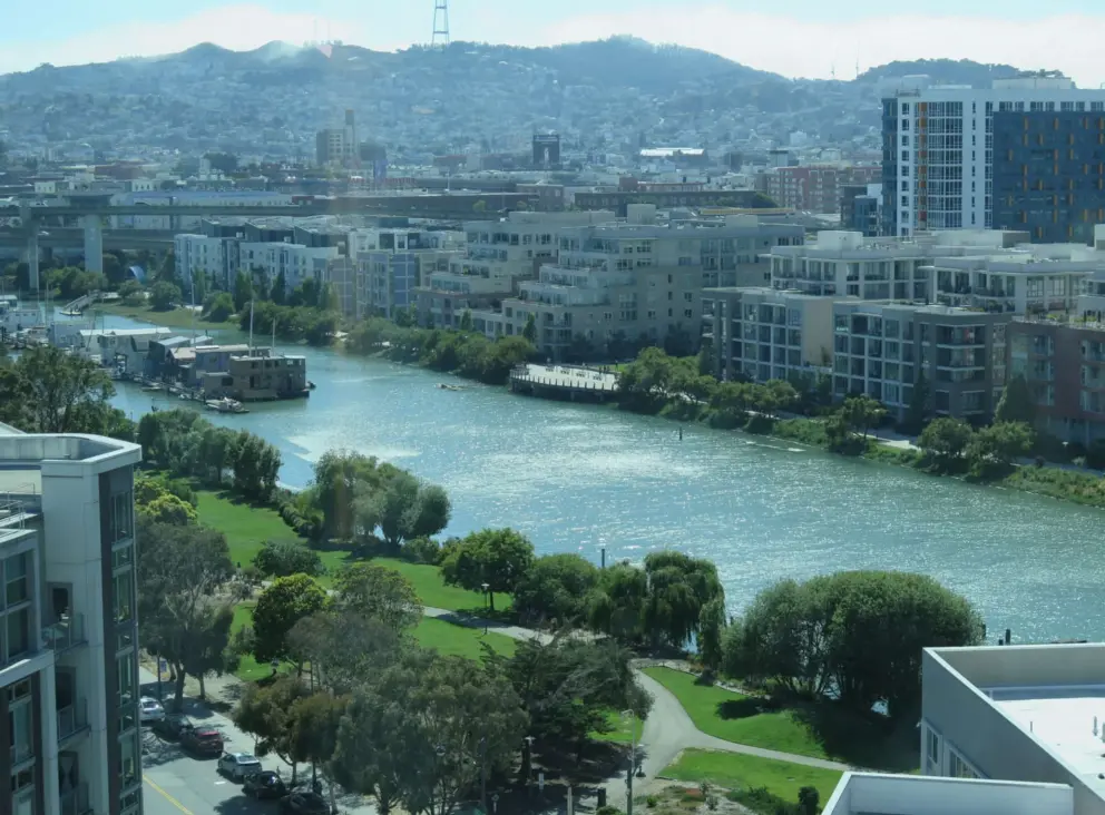 Mission Creek Park, as seen from Luna Hotel. 
