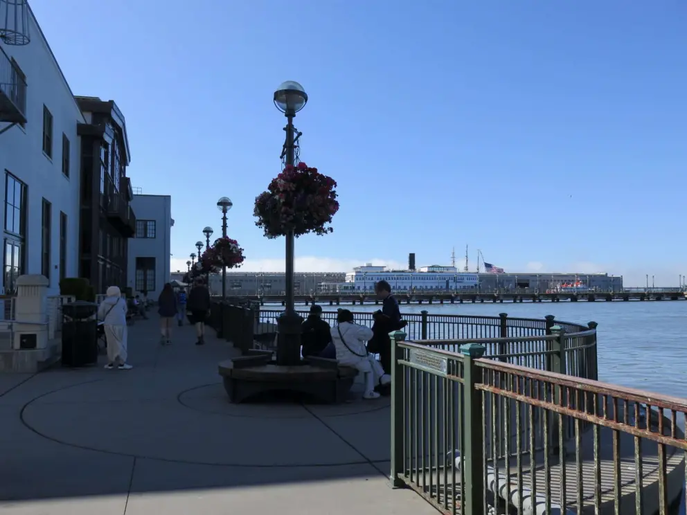 Shady area where you can watch the ferries arrive at the Ferry Building.
