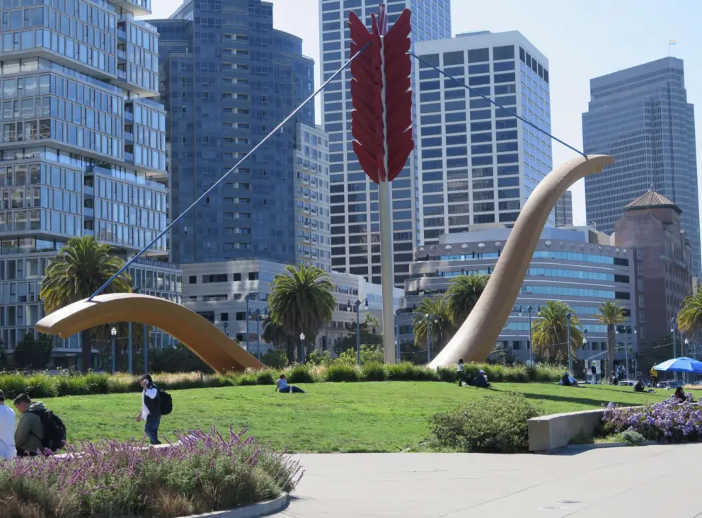 Cupid's Span, a gigantic whimsical sculpture along Embarcadero, at Rincon Park. A romantic spot for a picnic!