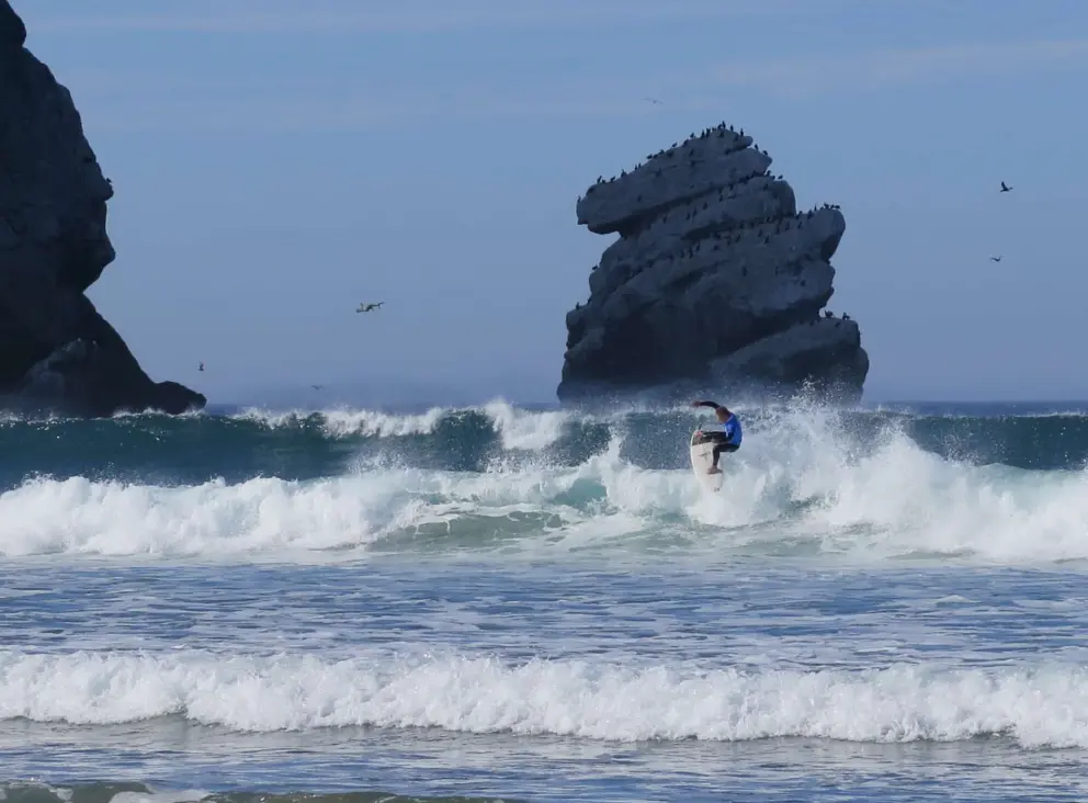World Surf League Contest at Morro Rock Beach. Gorgeous backdrop!