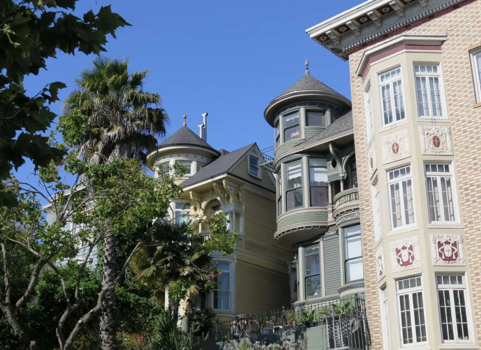 Turrets and bay windows. 