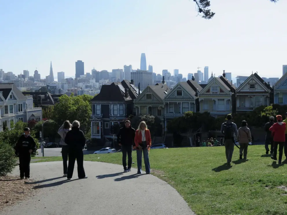 Tourists checking out the Painted Ladies. 