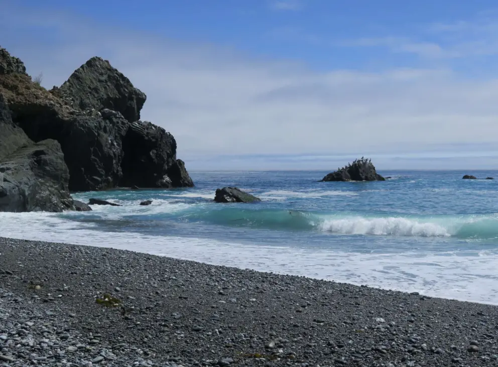 Backlit green-blue wave at Limekiln State Beach!