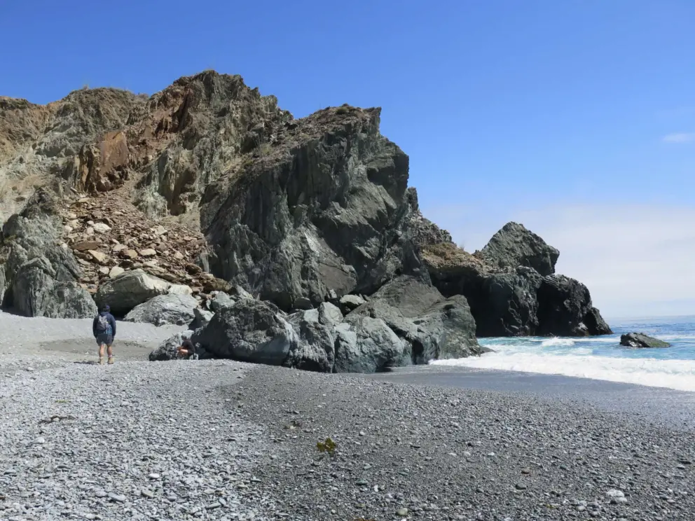 The rock formations on the south end of the beach. 
