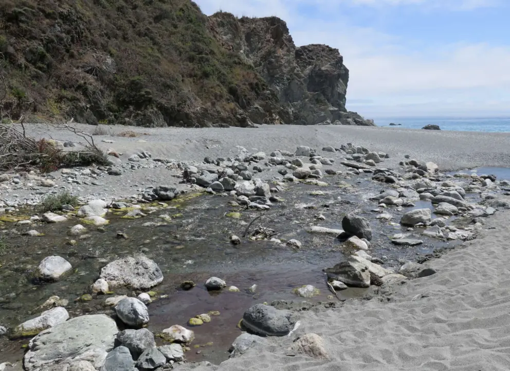 The river as it reaches the ocean. 