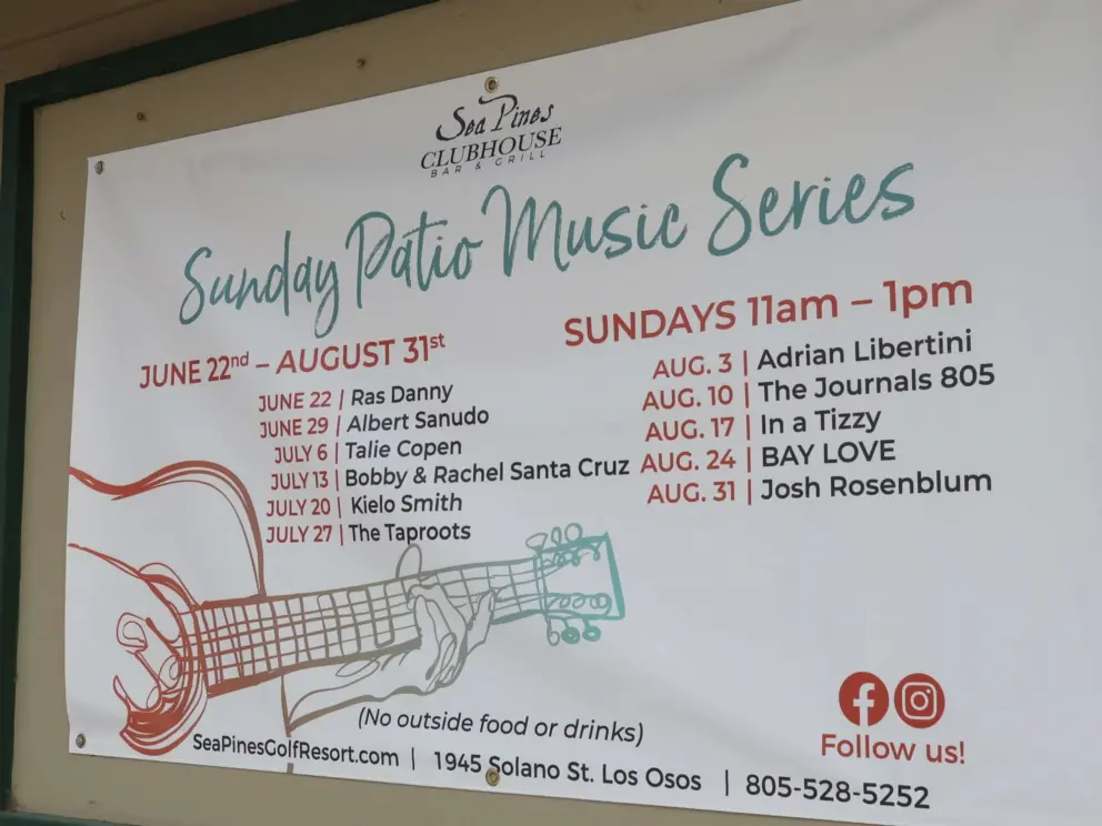 Lineup of summertime music, at Sea Pines Resort Clubhouse Grill's patio.