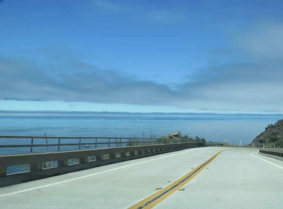 The blue line on the horizon and the open road!