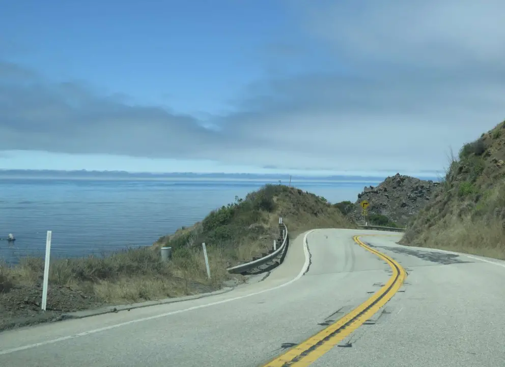 Winding road and blue line on the horizon!