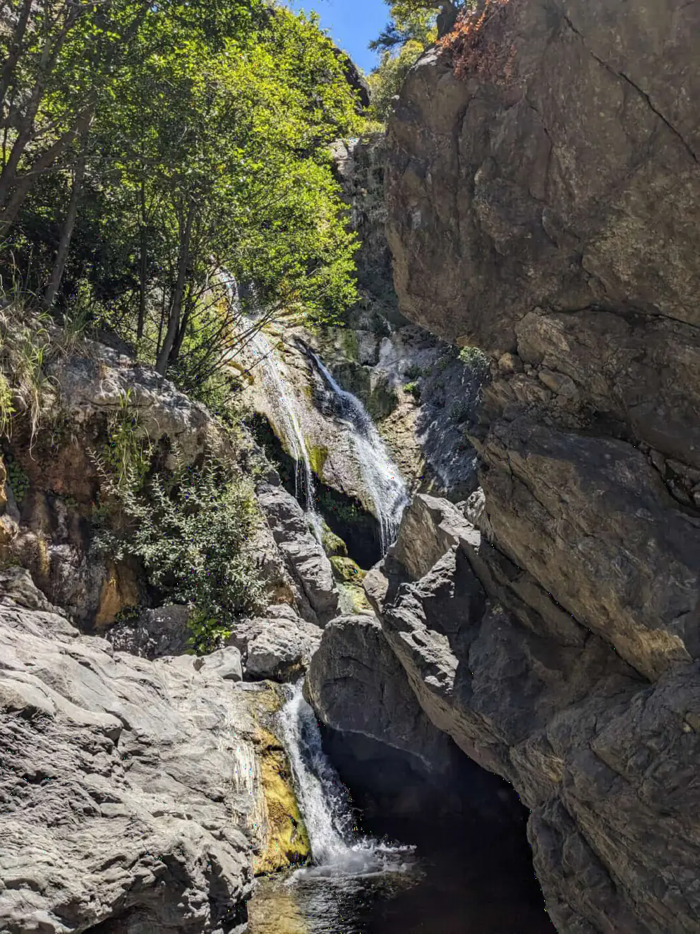 View of the falls from a huge boulder. 