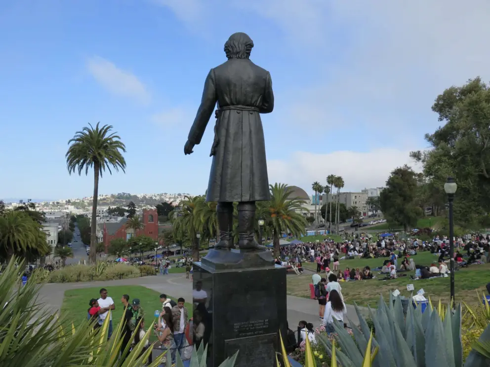 Statue of Miguel Hidalgo, a Mexican hero. 