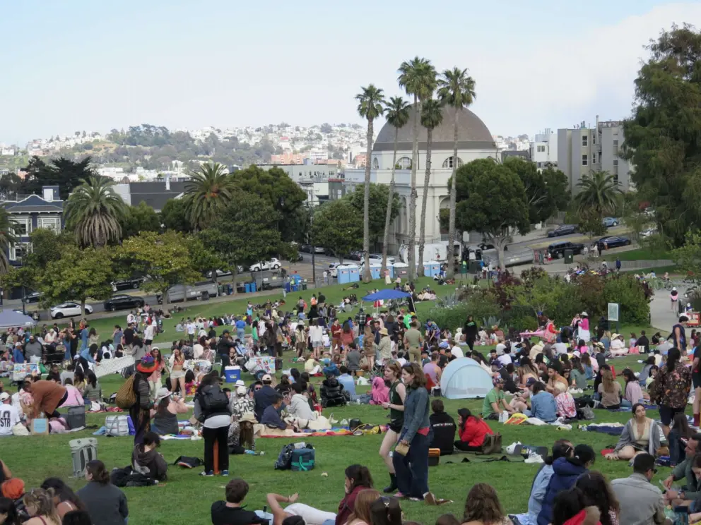 View of the dome from Mission Dolores Park. 