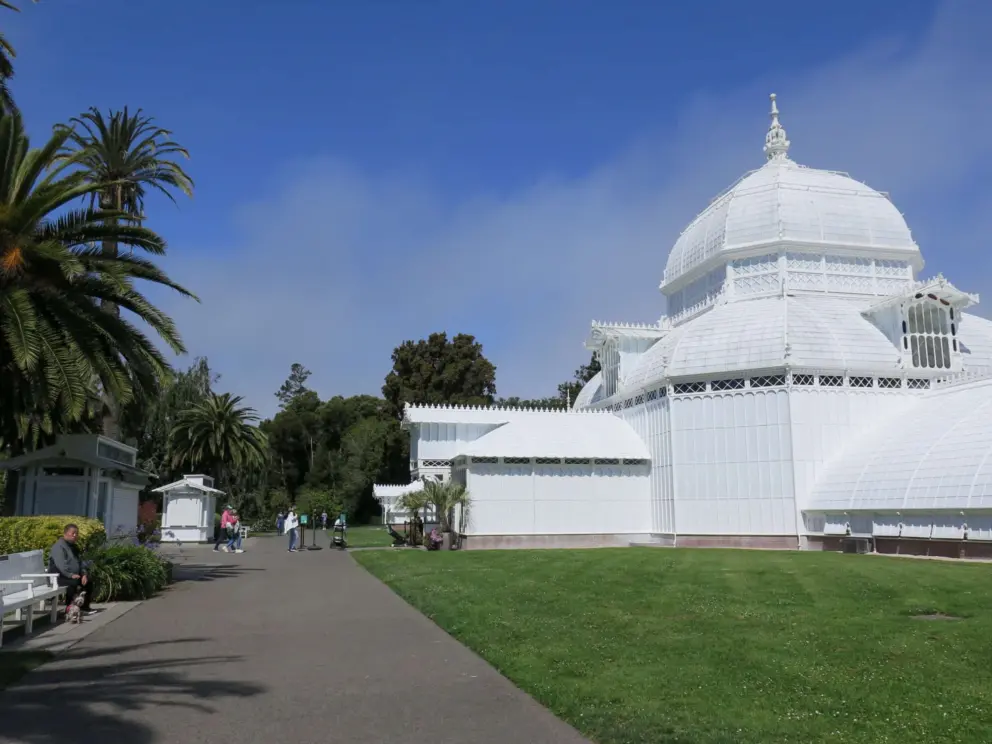 Side view of the Conservatory of Flowers. 
