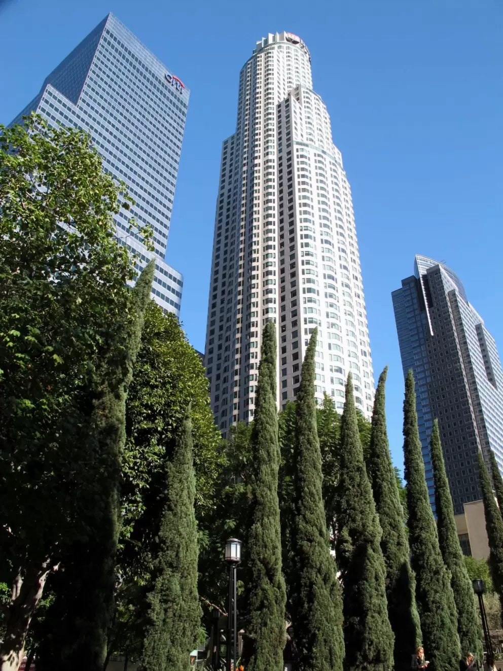 The U.S. Bank Tower with its distinctive glass crown.