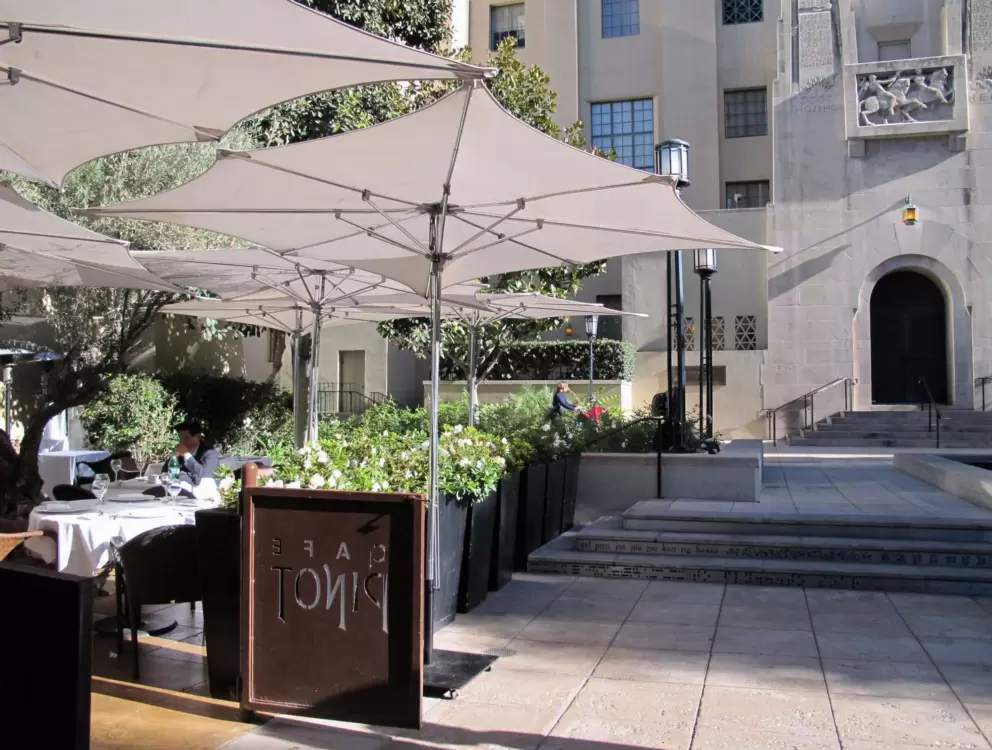 Cafe Pinot keeps the otherwise down-and-out area around the Central Library a bit more upscale. 