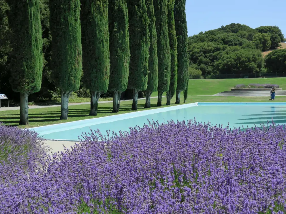 The wonderful colors of the Pulgas Water Temple on a sunny day.