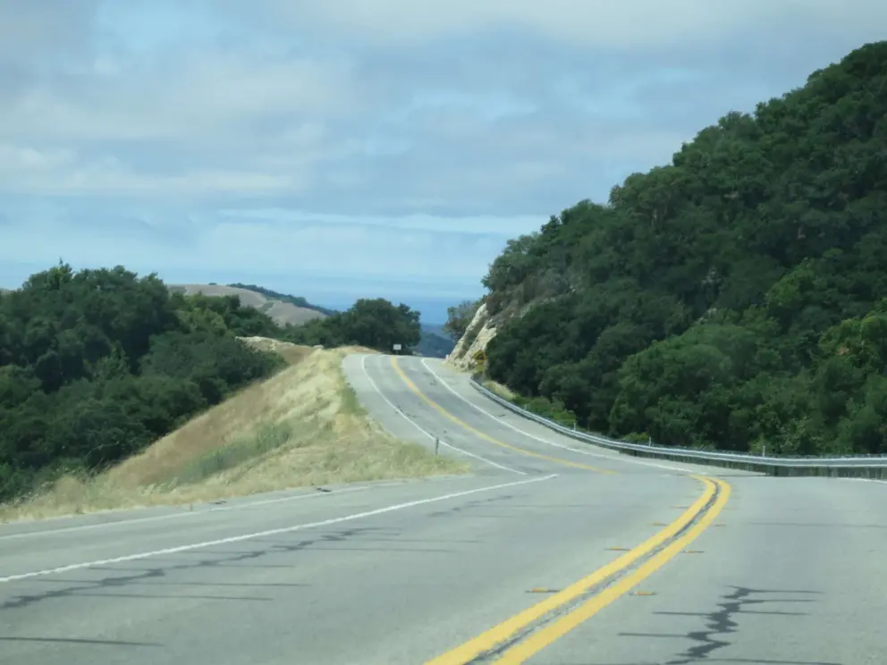 Sunny corner in the road. 