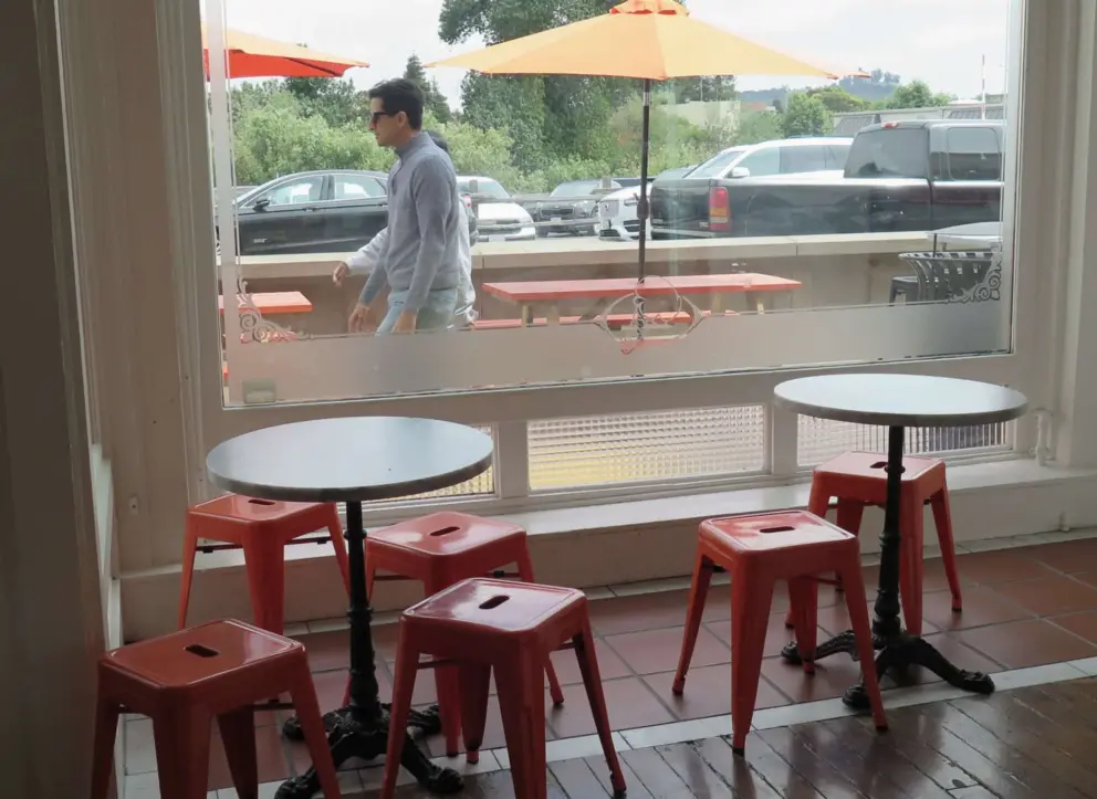 Big windows in Rori's Ice Cream.