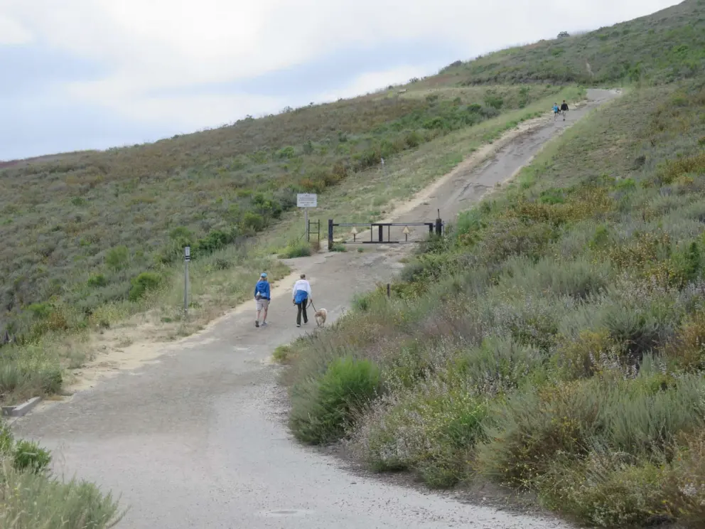 The steep road that used to lead to Avila Beach town but is now a hike to Smuggler's Cave. 