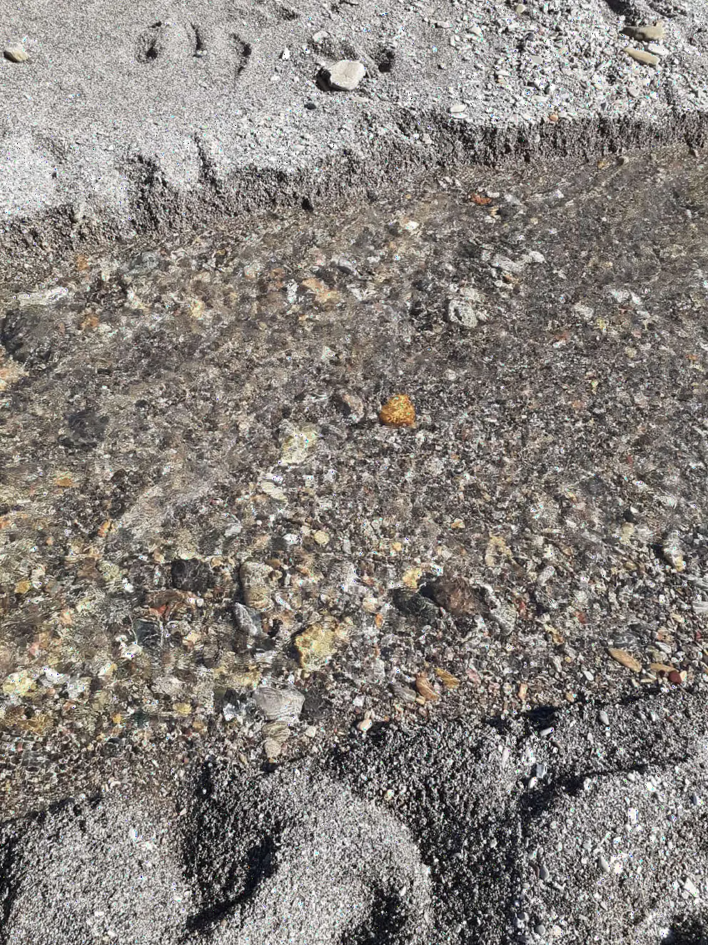 The crystal clear creek once it reaches the beach!