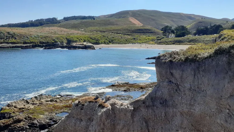 Looking past Spooner's Cove toward the hills. 