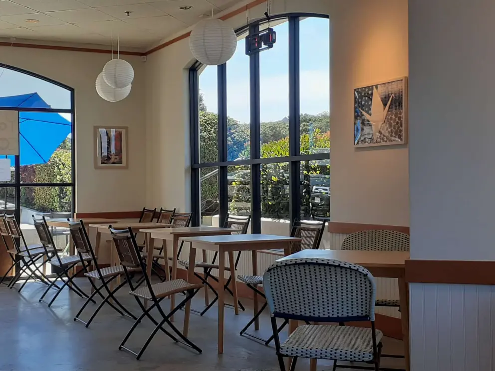 Nice seating at Yokoso Coffee. 