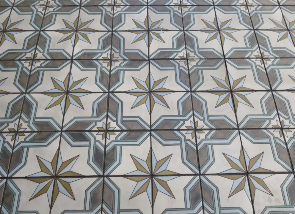 Tiles on the ground.