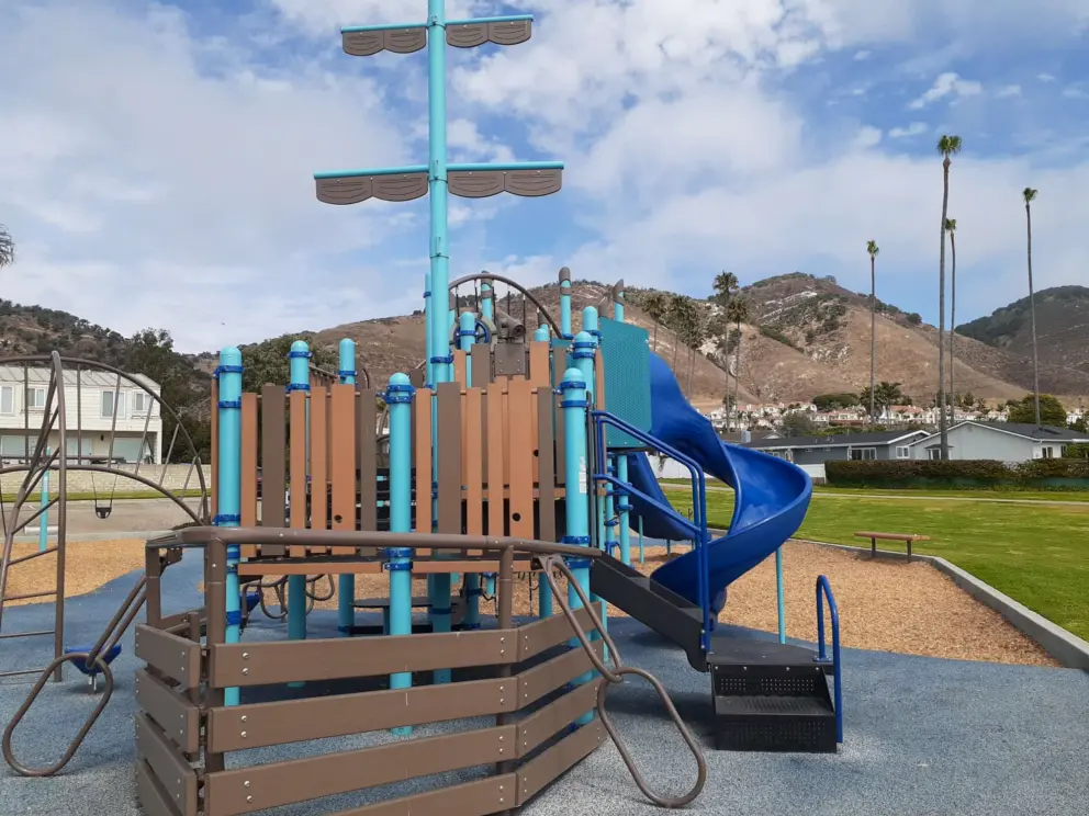 The ship with paddles, and twisty slide. 