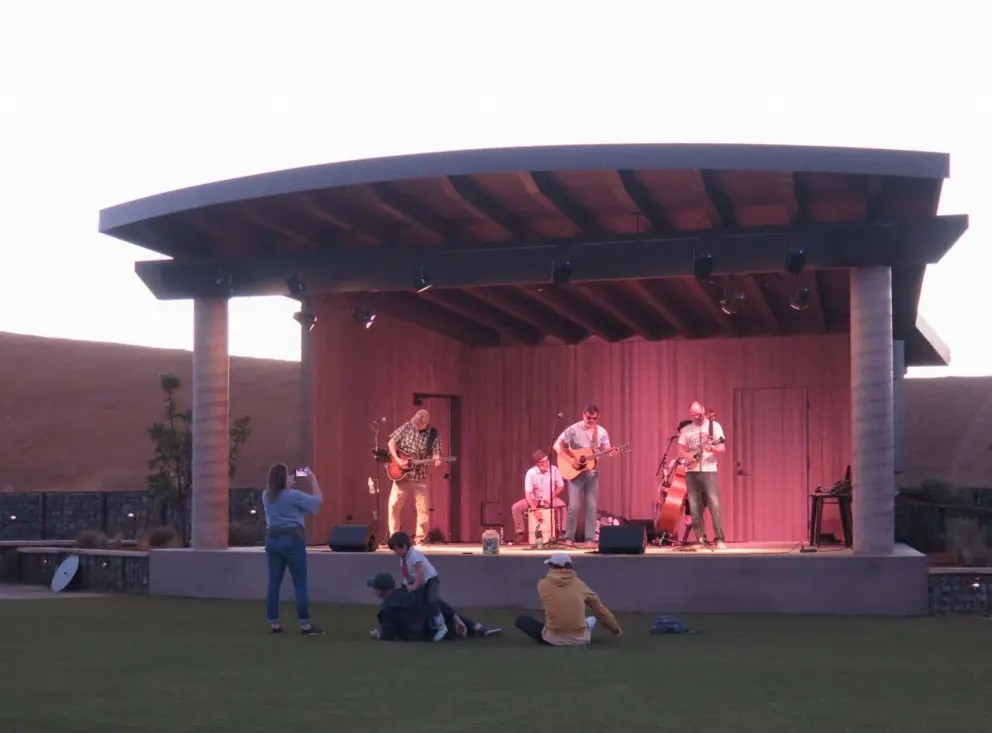 The stage has a huge lawn in front which is fun for kids. 