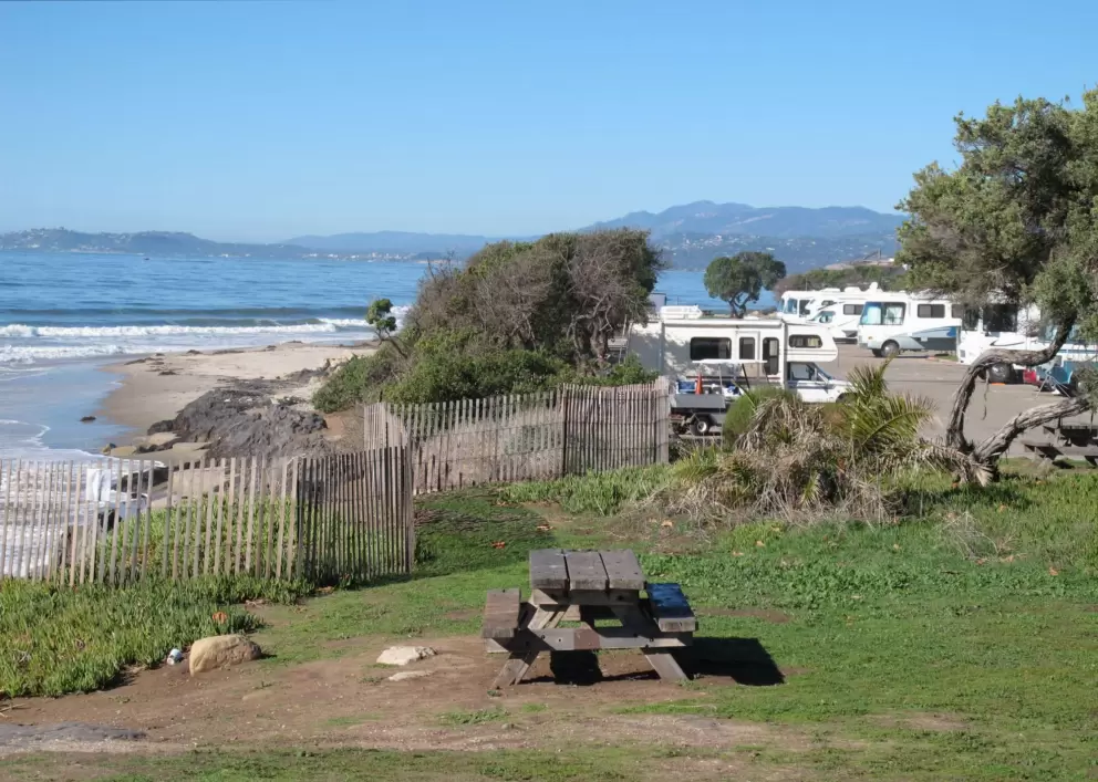 Camping at Carpinteria State Beach.