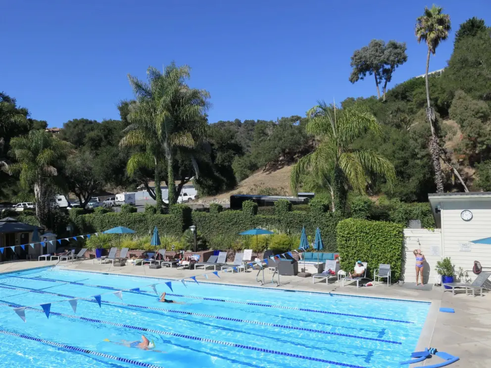 Laps pool and gorgeous greenery at Avila Bay Athletic Club.