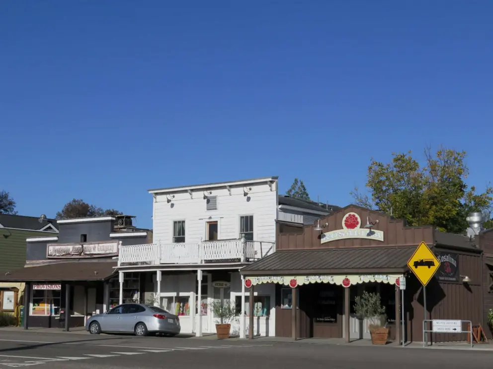 Wild west storefronts, including Rosalina.