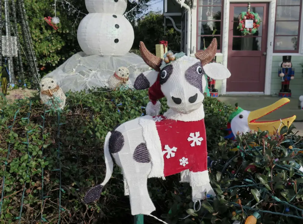 Cute Christmas decorations! Cow and pelican.