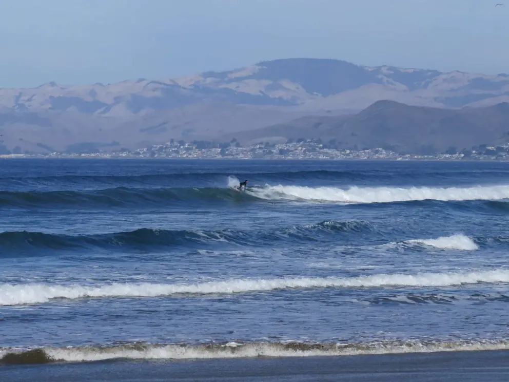 A surfer catches a wave at the SLO CAL Surf Contest in December. 