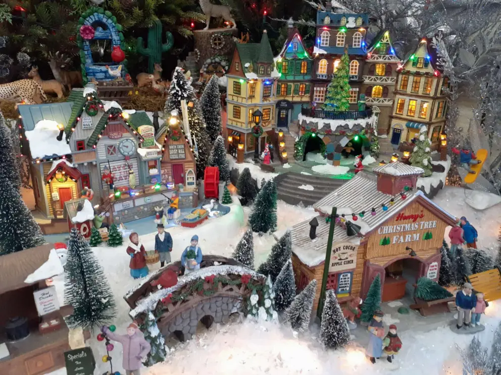 Admire the Christmas village at El Sitio when you pick up your burrito to take to the park!