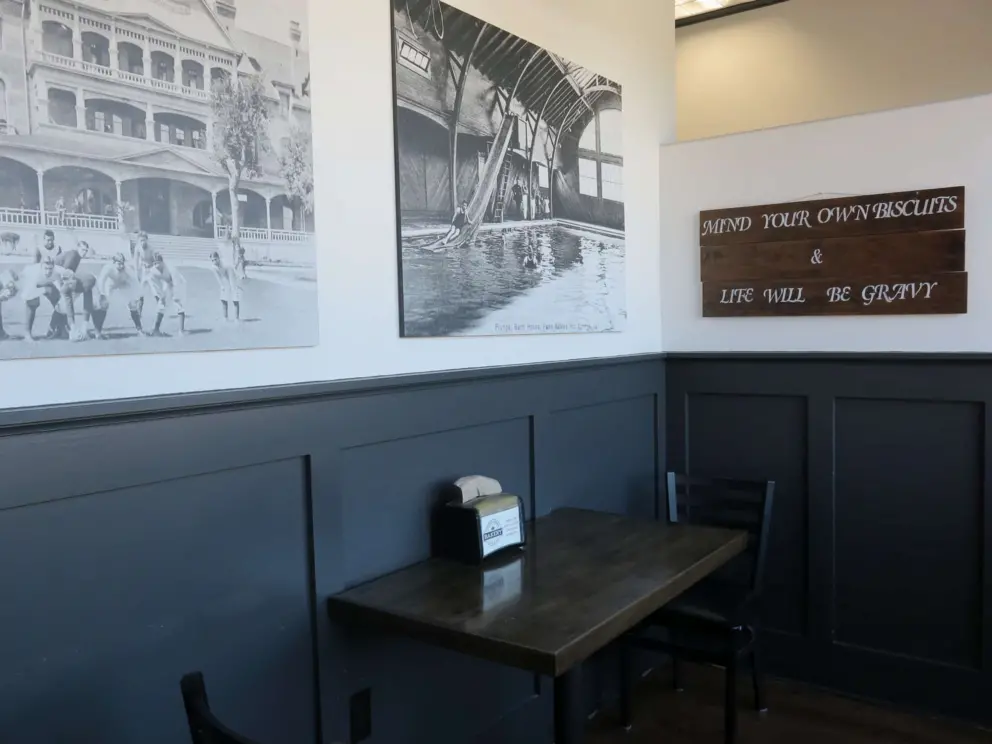 Inside Cider Creek Bakery there are historic photos. 