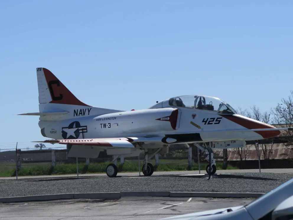 USS Lexington TW-3 plane in front of the museum. 