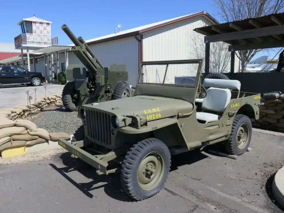 Marine Corps jeep in front of the museum. 