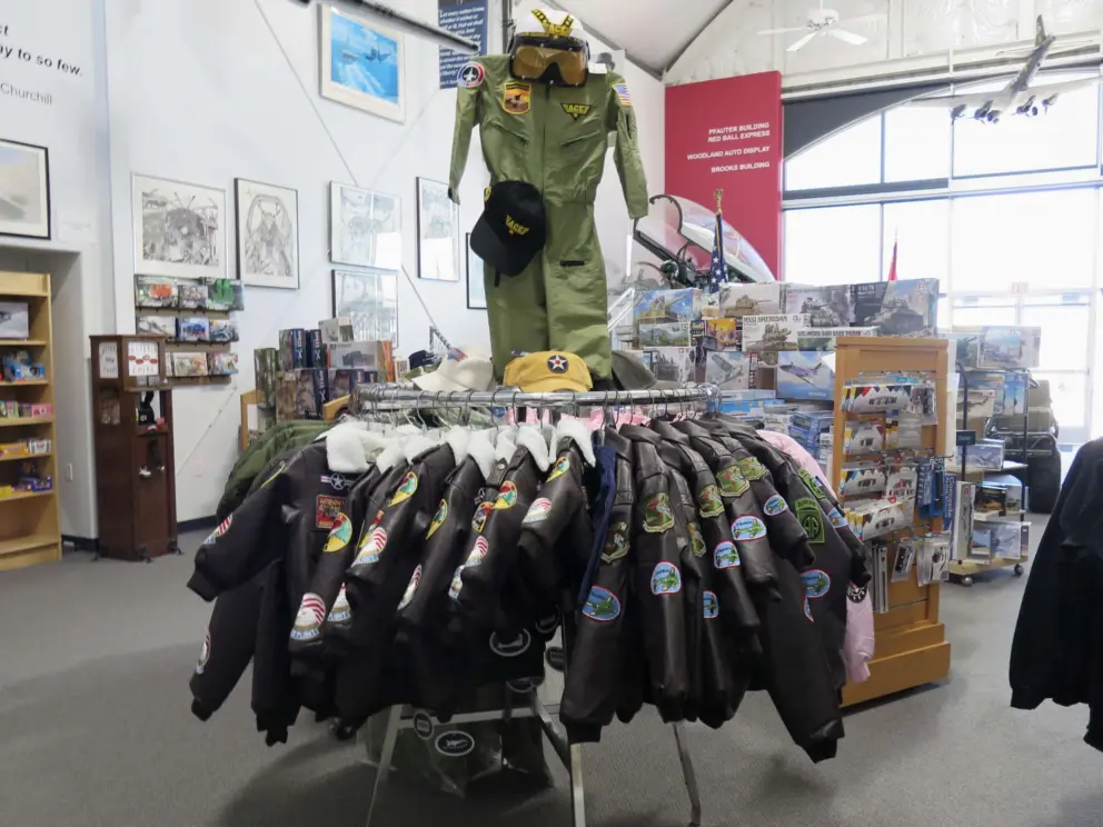 Bomber jackets for kids in the gift shop. 